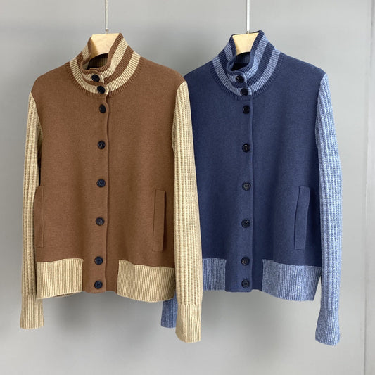 Women’s Cashmere Suede Stitching Cardigan Jacket