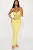 Yellow mesh backless bodycon maxi dress