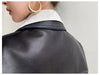 Women Oversized Genuine Leather Jacket Moto Blazer