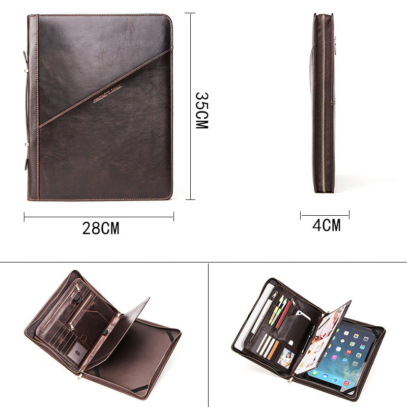 Leather Laptop Portfolio with A4 Organizer and iPad Holder