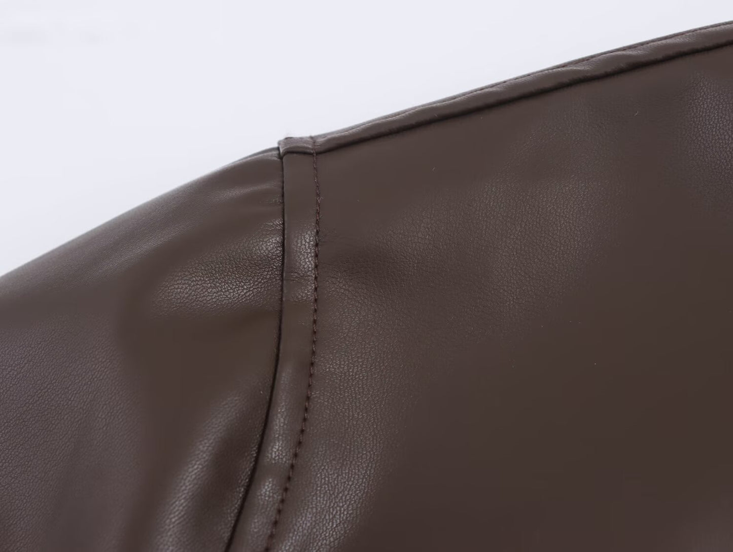 Women Faux Leather Bomber Jacket with Zipper Front