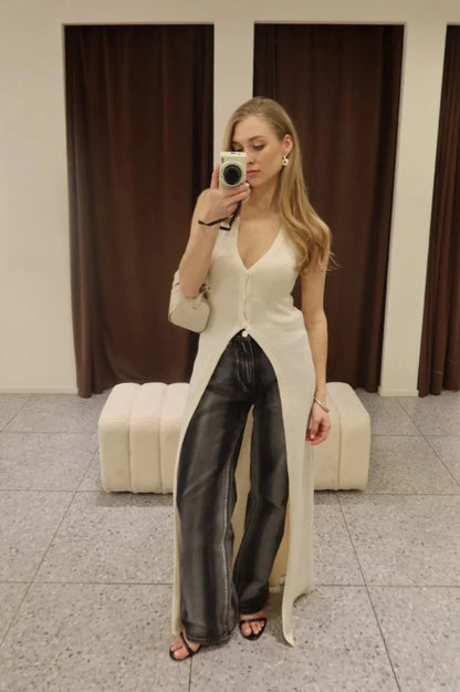 Soft knit long vest cardigan for summer days