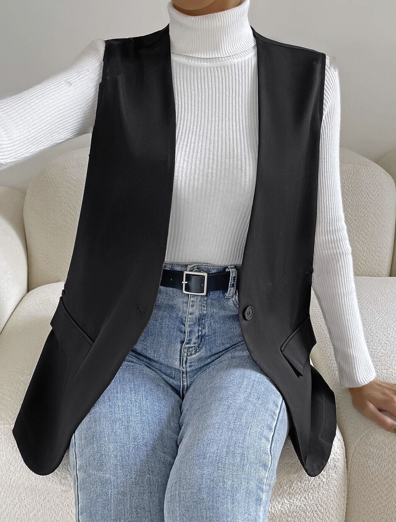 women's oversized v neck vest