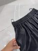 Women Wide Leg Leather Pants High Waisted Nine Point Trousers