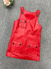 Women Leather Mini Dress A-Line Pocket Dress