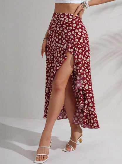 summers high waist split thigh skirt