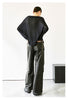 Women Genuine Leather High Waisted Cargo Pants