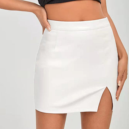 Split Hem Leather Skirt