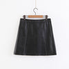 Women Short Mini Imitation Leather Skirt Brown