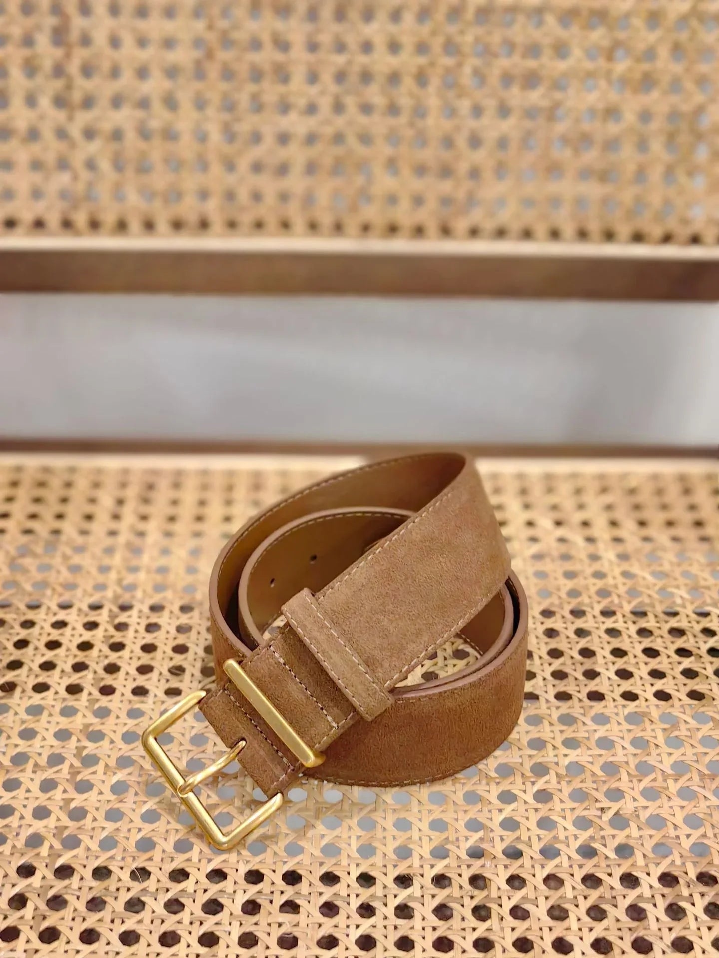 Women suede leather wide belt for coats