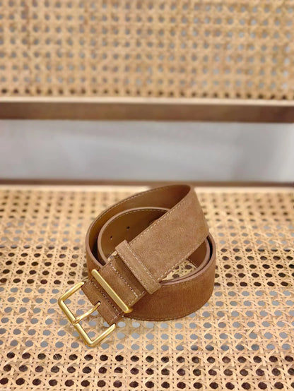 Women suede leather wide belt for coats