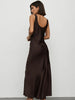 New satin maxi dress in cocoa brown