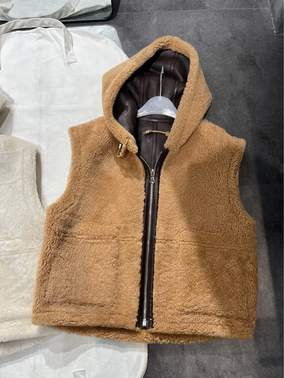 Maillard Brown Reversible Shearling Vest