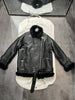 Women Leather Jacket with Real Fur Lining Moto Bomber Style