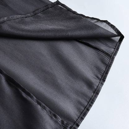 High Waist Sheer Overlay Long Office Skirt