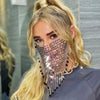Rhinestone tassel mesh jewelry face mask