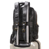 Men’s Genuine Leather Black Backpack with Trolley Sleeve