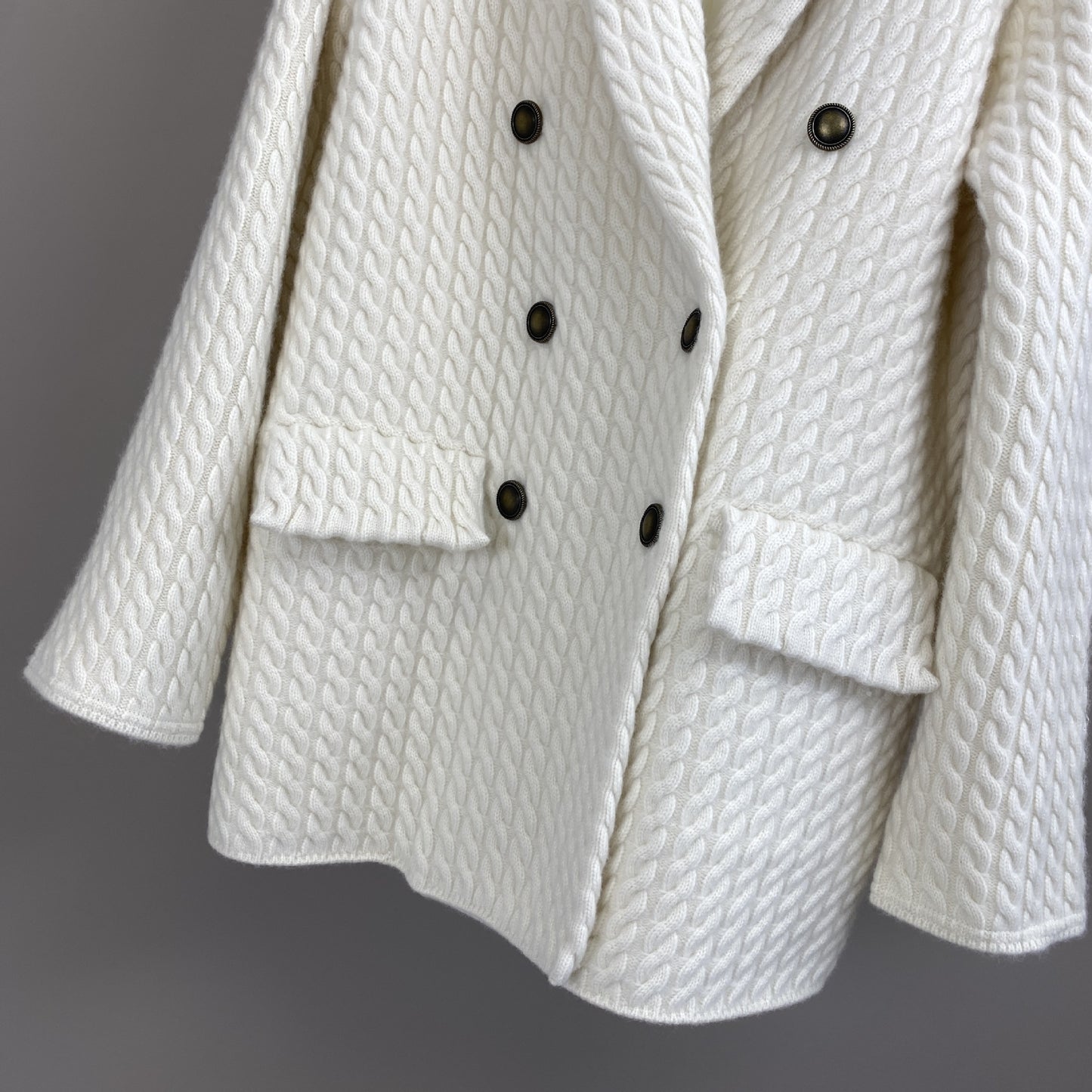 Women Cashmere Wool Double Breasted Knit Blazer