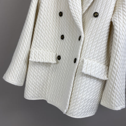 Women Cashmere Wool Double Breasted Knit Blazer