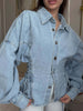 Denim shirt with lace up sides and oversized fit