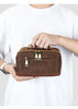 Women Leather Makeup Bag Crazy Horse Leather Toiletry Case