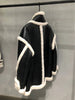 Shearling Leather Bomber Jacket With Fur Collar