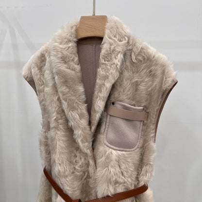 Reversible Women Sheepskin Fur And Cashmere Vest