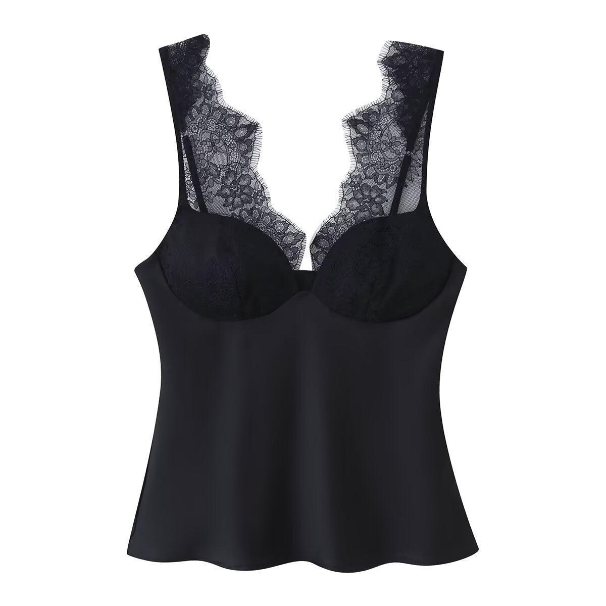 Women lace satin vest top camisole