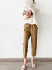 Women Italian Leather Carrot Pants Cropped Straight Leg Elastic Waist