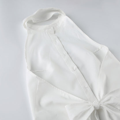 Backless sleeveless shirt blouse