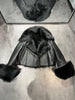 Women’s Genuine Leather Bomber Jacket with Shearling Fur Collar