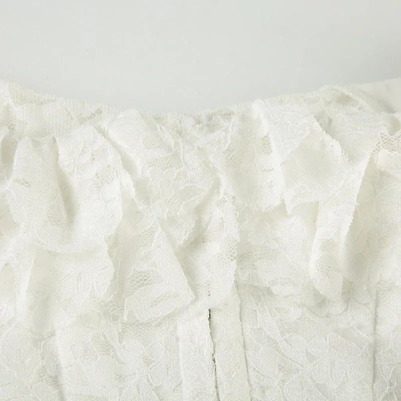 retro lace square-neck long sleeve top