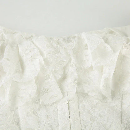 retro lace square-neck long sleeve top