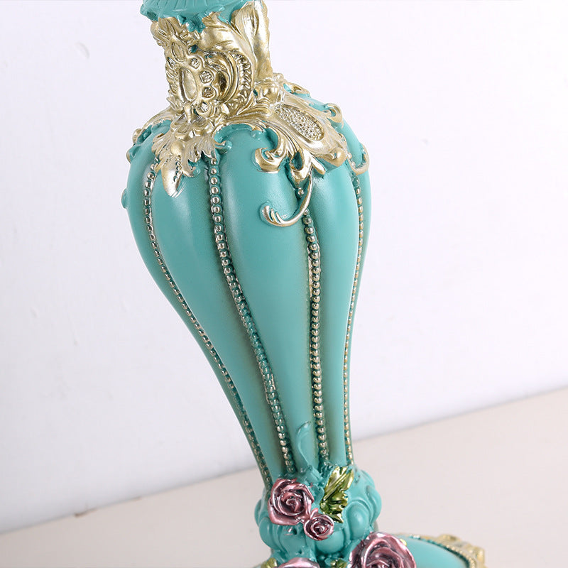 Floral victorian green fabric beaded table lamp