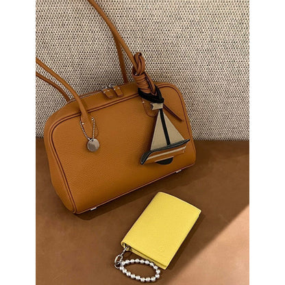 Women’s Leather Boston Pillow Shoulder Handbag