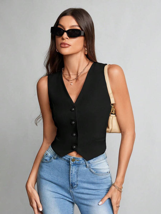 Women Causal Work Vest Blazer