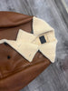 Men’s Genuine Shearling Leather Coat Brown Merino Wool
