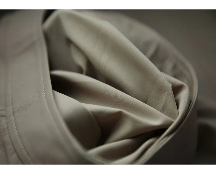 Elephant grey sheepskin midi leather skirt