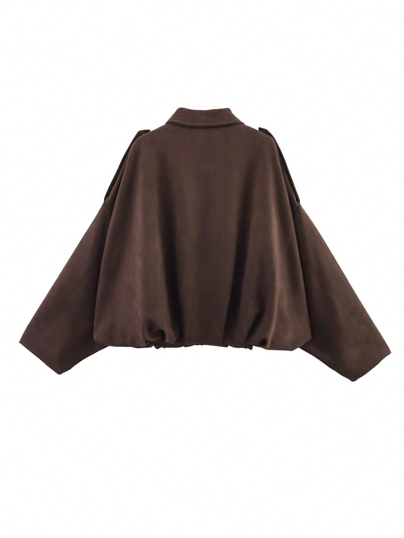 Women Faux Suede Textured Pilot Jacket Oversized