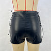 Black Faux Leather Lace-Up High Waisted Shorts