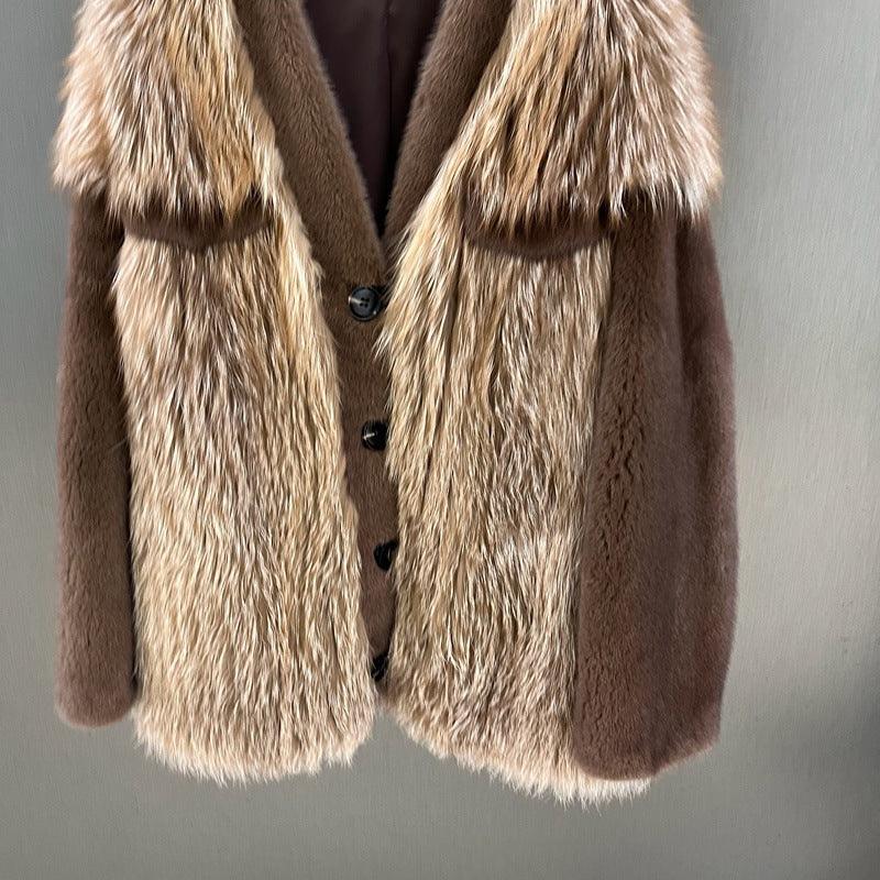 IN STOCK Women’s Mink and Real Fox Fur Coat Winter Jacket