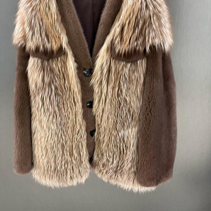 IN STOCK Women’s Mink and Real Fox Fur Coat Winter Jacket