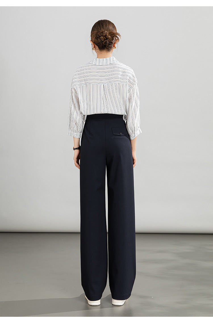 High-waisted casual pants for women with straight drape