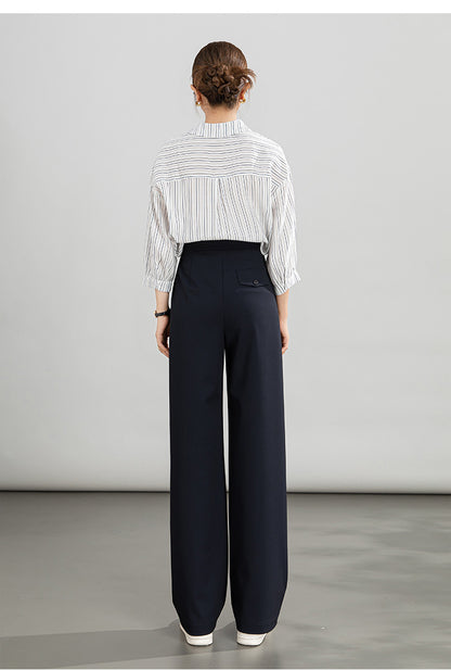 High-waisted casual pants for women with straight drape