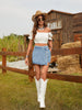 women denim short skirt
