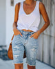 Distressed Pockets Denim Shorts Women