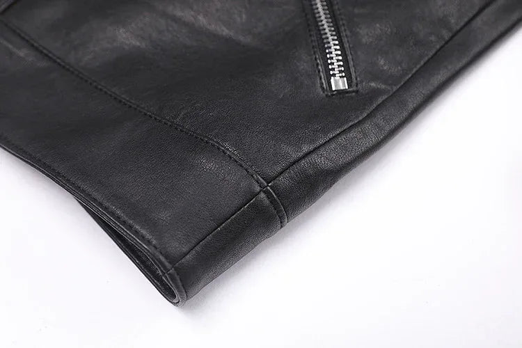 Black Women Leather Jacket Moto Style