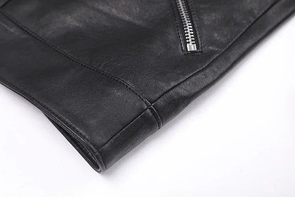 Black Women Leather Jacket Moto Style