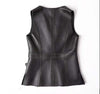 Women leather Vest with Belt Slim Waist Biker Style