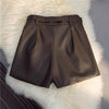 High waist faux leather a line shorts